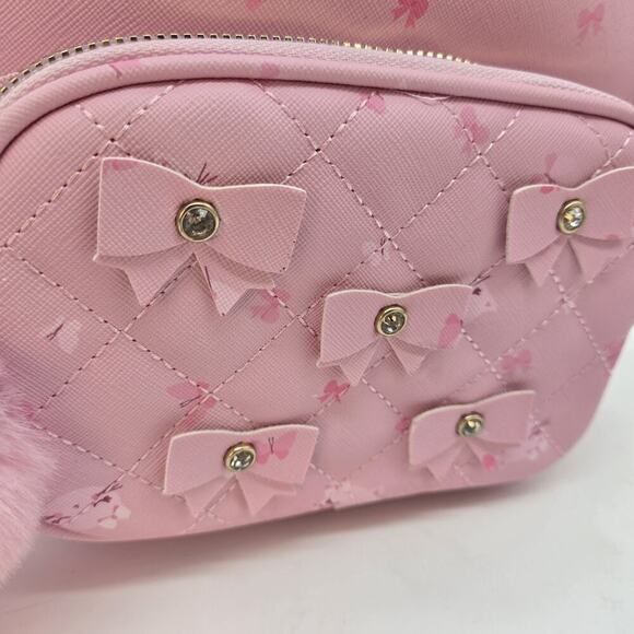 Under One Sky Pink Backpack Cat Ears Rhinestones NEW Bows 9x8x5\